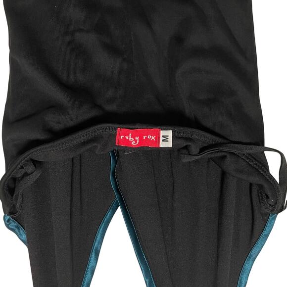 BNWT VTG Y2K 00's Ruby Rox Black Asymmetrical Babydoll Halter Midi Dress M Fairy - Picture 5 of 5